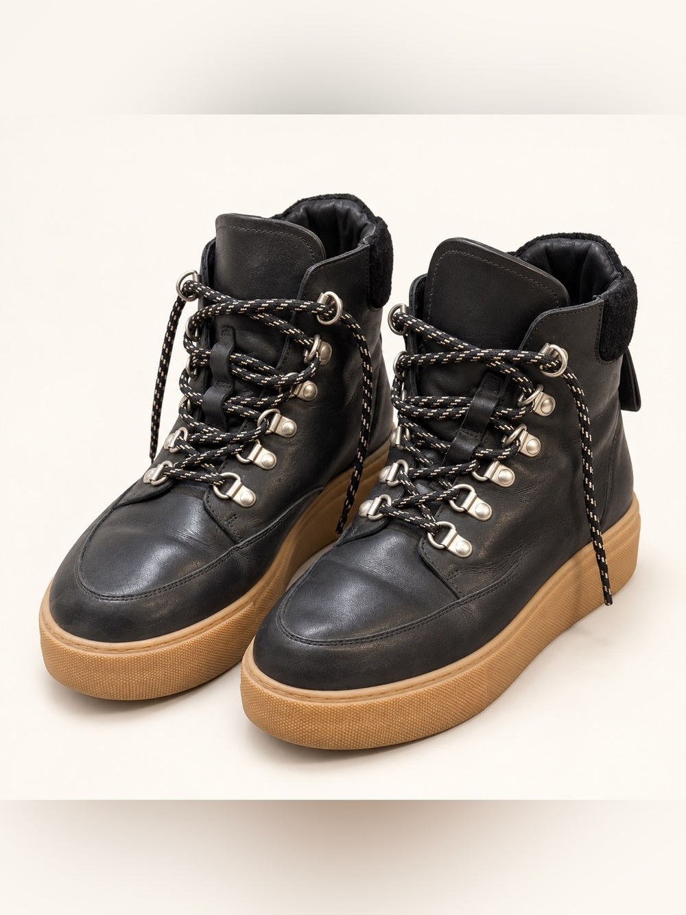 & Other Stories woman Black Leather Platform Boots, Size 39